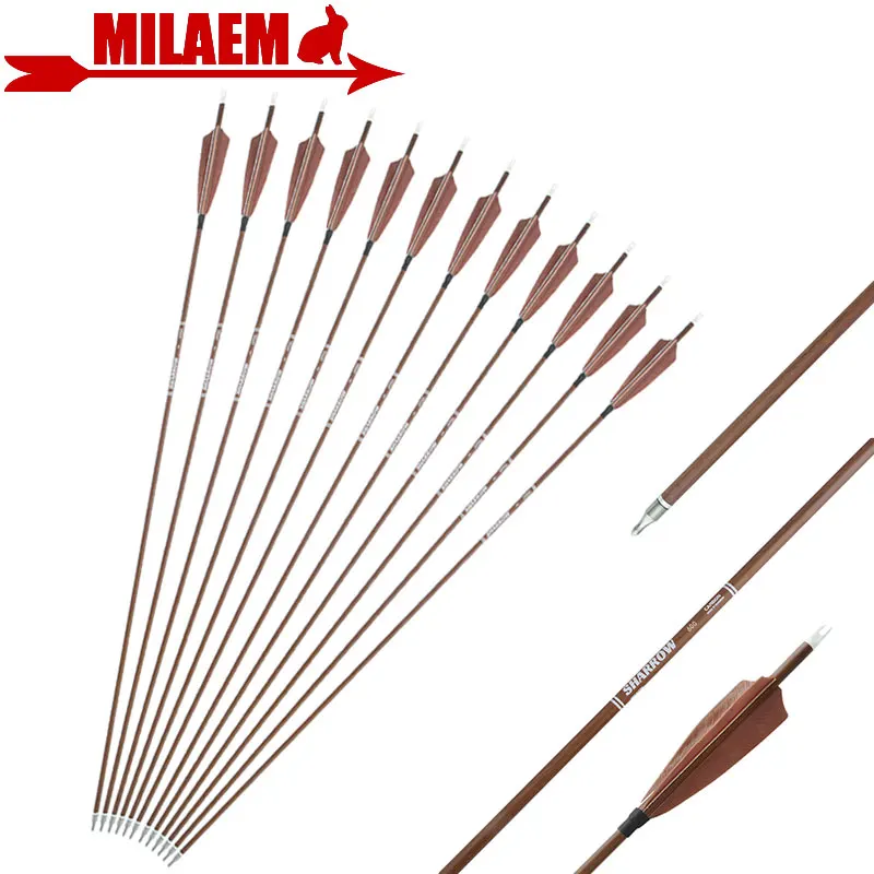 6/12pcs Archery Carbon Arrows 31inch Hunting Arrows Spine340-600 4Inch Turkey Feather Trget Shooting Hunting Accessories