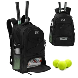 WOLT-mochila de tenis para hombre y mujer, bolsa grande para raqueta de tenis con compartimento para zapatos ventilado, sostiene 2 raquetas, Badmin