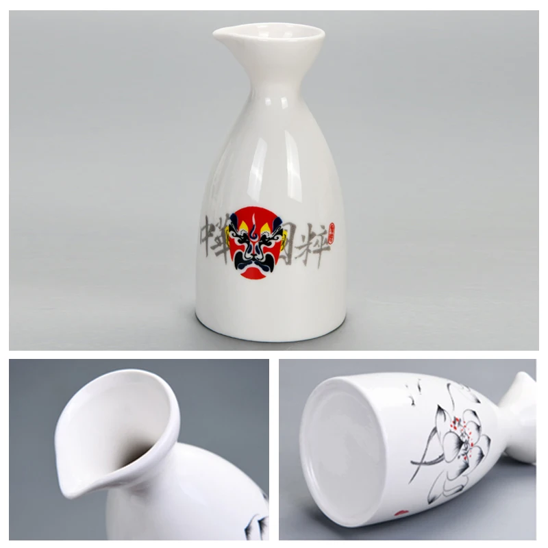 7pcs Japanese Style Sake Wine Warm Chinese Wine Set Ceramic Sake Japan Porcelain Vintage Ceramic Pot Flagon Liquor Spirits Cups