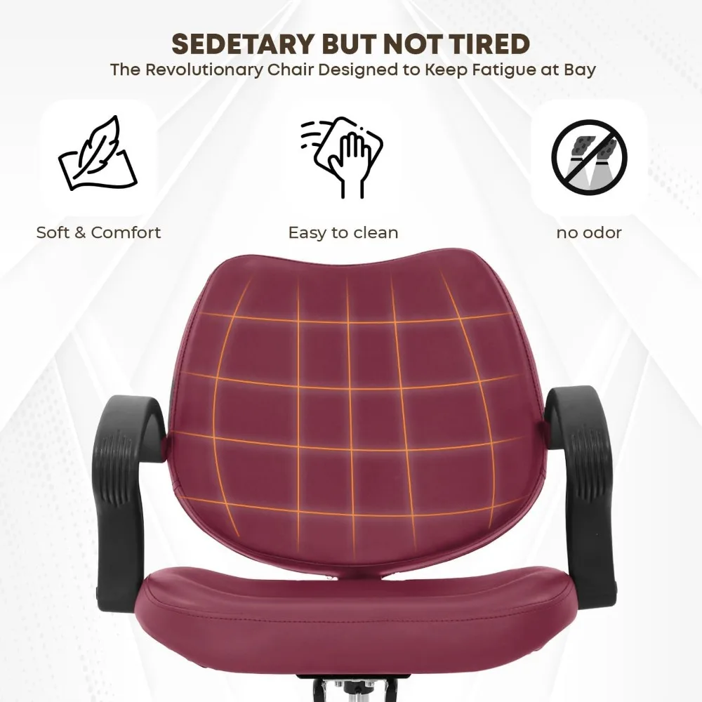 Silla de peluquero con bomba hidráulica de alta resistencia, diseño ergonómico y giratorio 360 para corte de pelo unisex, color burdeos, ideal para P