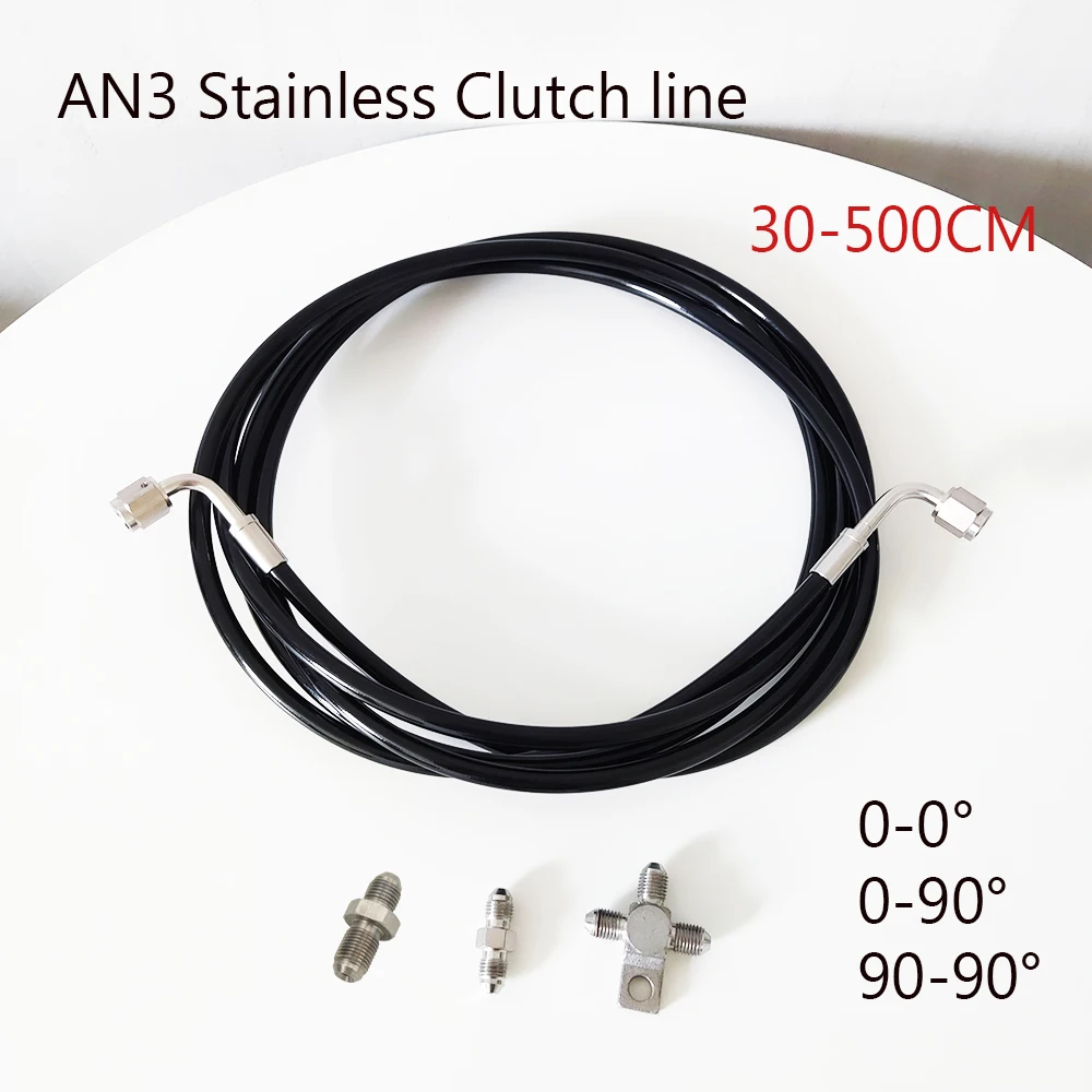 

AN3 Racing Hose 0-90° Stainless Steel Braided Nylon Brake Hose Fuel Oil Line Cooler Hose AN3-m10*1/m12*1/Three way-M10*1fitting