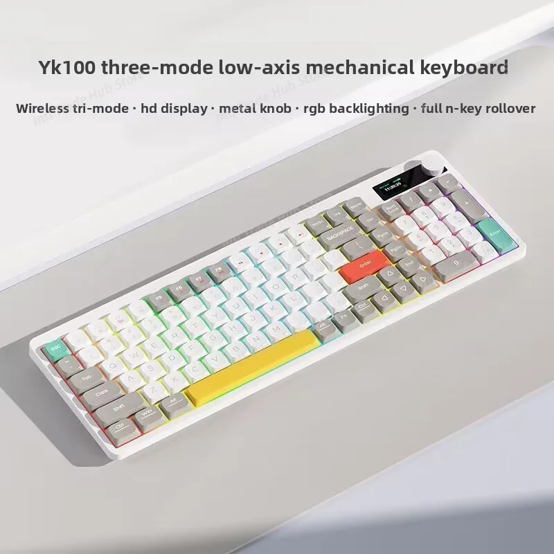 The YK100 Low-axis Mechanical Keyboard Features A Wireless and Wired Three-mode Thermal Sublimation PBT Keycap