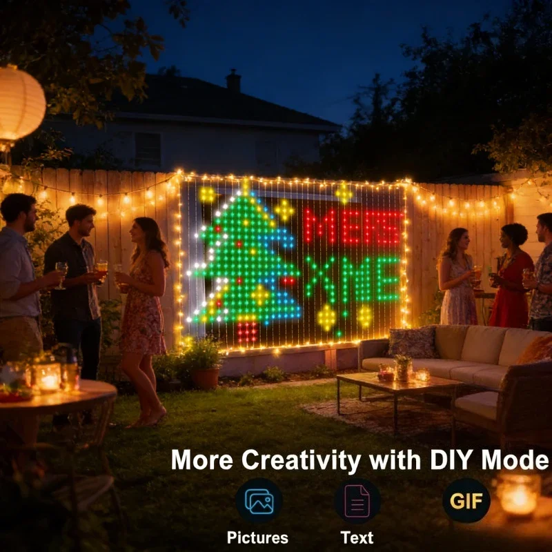 Smart 400LED Curtain Lights, Music Sync DIY Fairy String Lights for Christmas Wedding Party Window Decor view 3