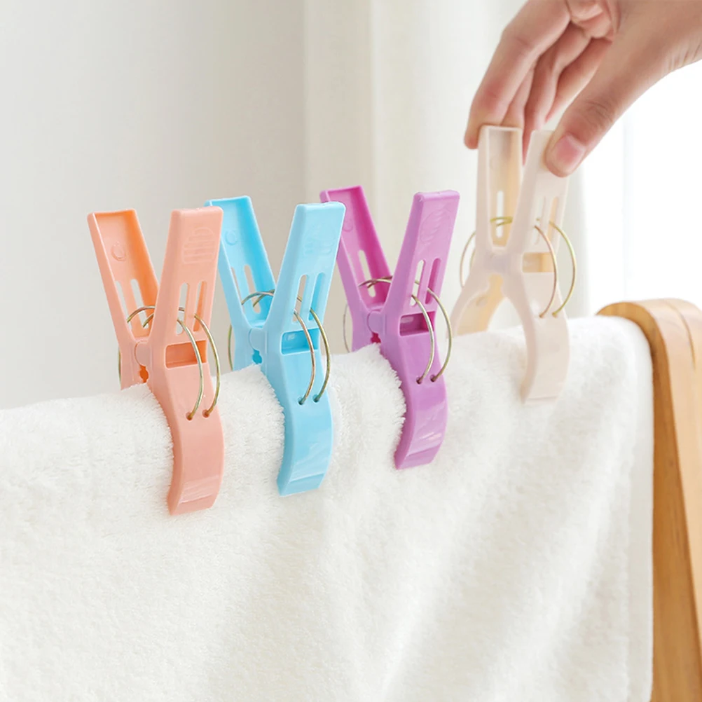 

4 Pcs Windproof Quilt Clips Plastic Strong Spring Antislip Design Suitable Laundry Beach Pool Cloth Pegs Hangers