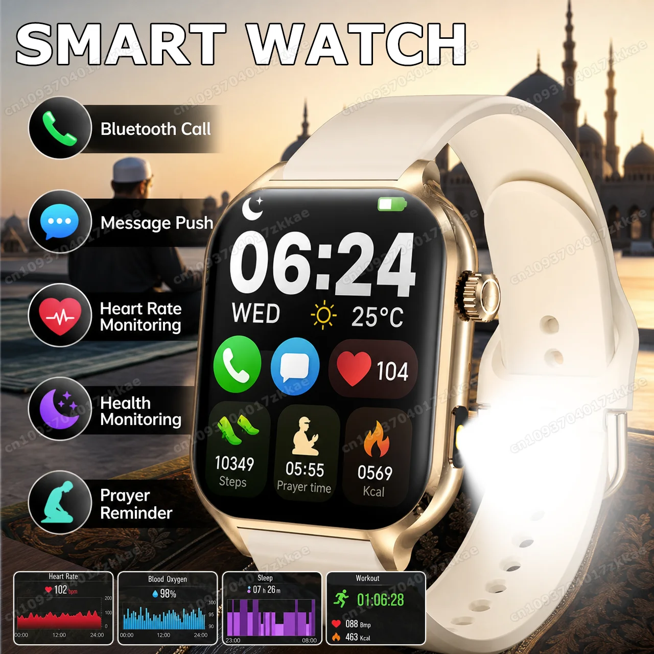 New Ultra-big 2.05'' HD Screen Smart Watch Voice Calling Dynamic lsland Health Monitoring Side Flashlight Sports Smartwatch HW12