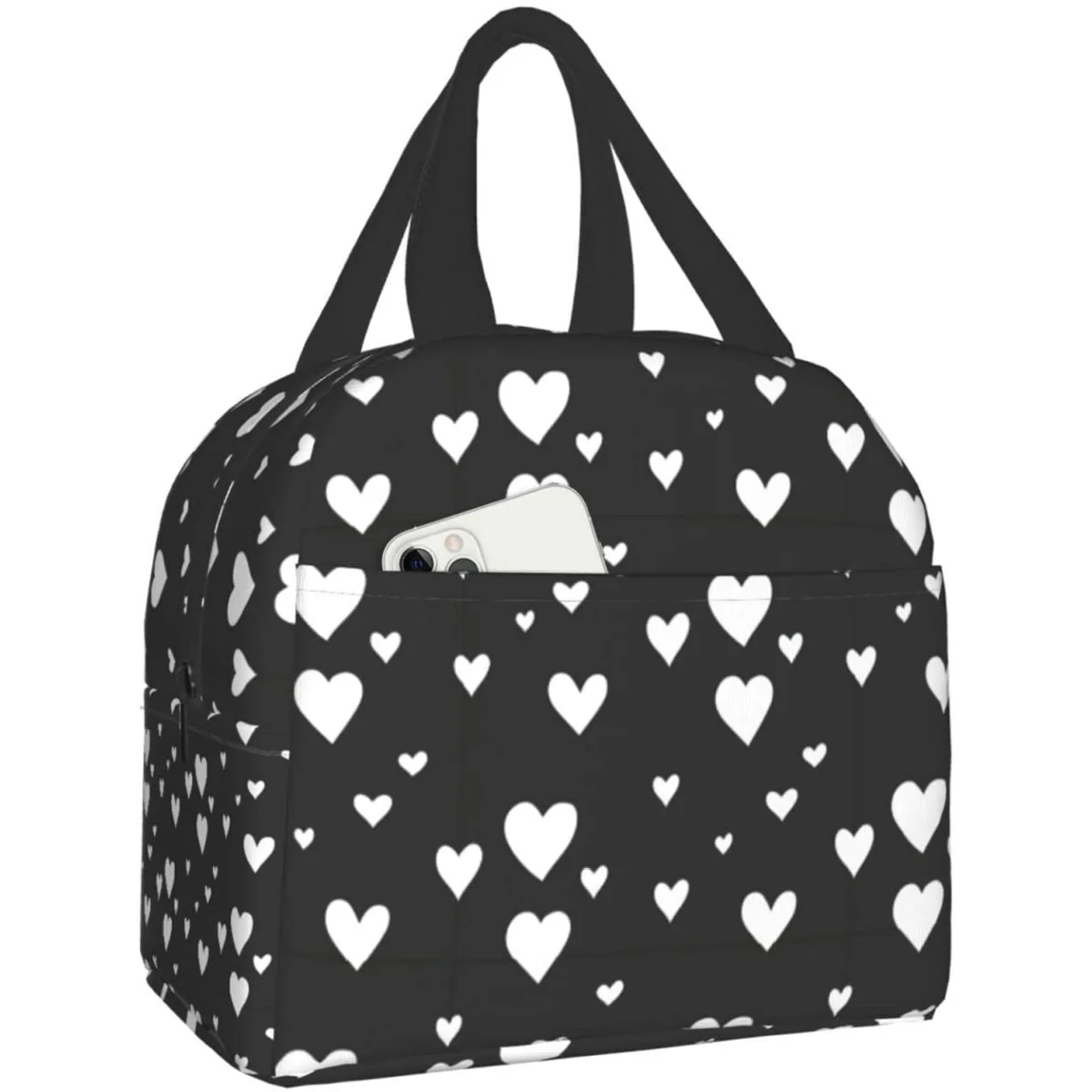 Fiambrera con forma de corazón rosa, fiambrera Bento con aislamiento, bolsa de almuerzo impermeable reutilizable con bolsillo frontal para oficina, Picnic y playa