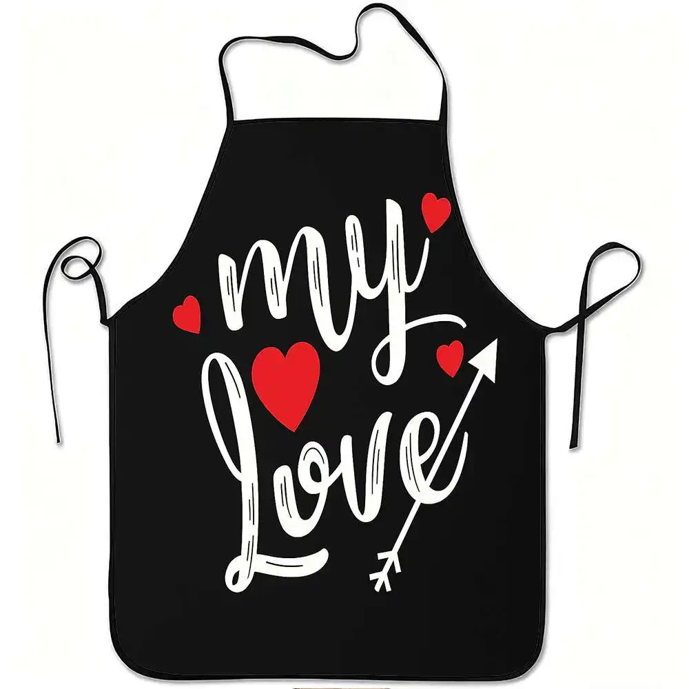 1pc My Love Heart Arrow Romantic Design Apron, Sturdy And Easy to Clean, Adjustable Waist, Made of Polyester, Suitable for Cooki