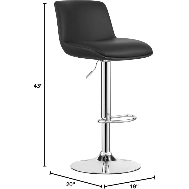 Sgabelli da bar, Sgabello girevole moderno imbottito con schienale per altezza bancone, altezza regolabile da 24" a 34", set di 4