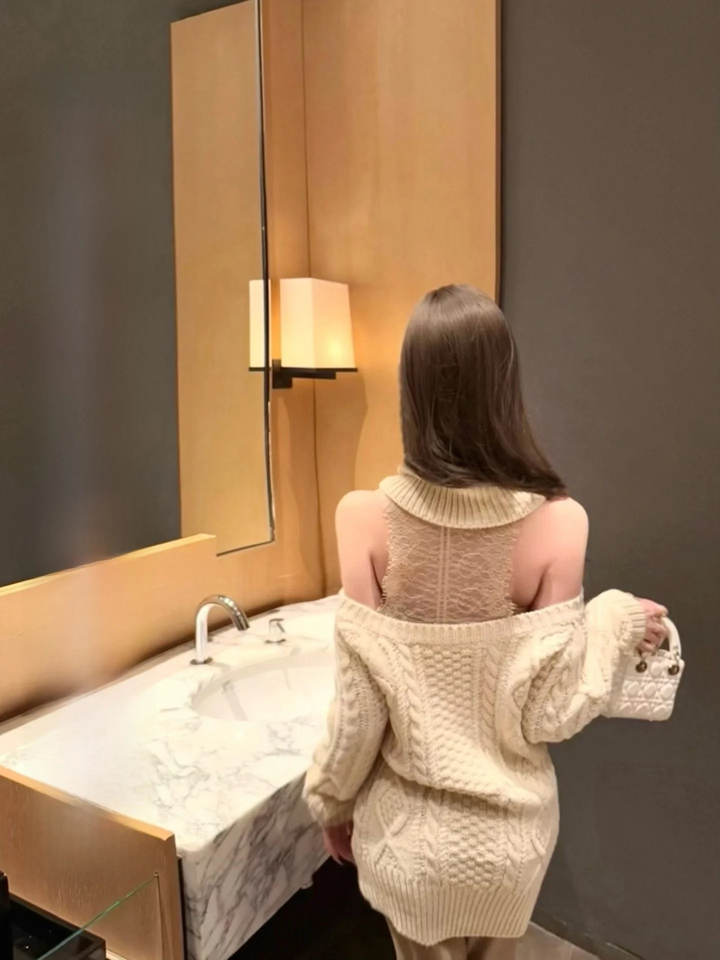 

Muses Beau High Collar oulder Bared Knot Splice Lace Knitted Sweater Women Winter Lazy Sle Knitted Top Warm Thiened