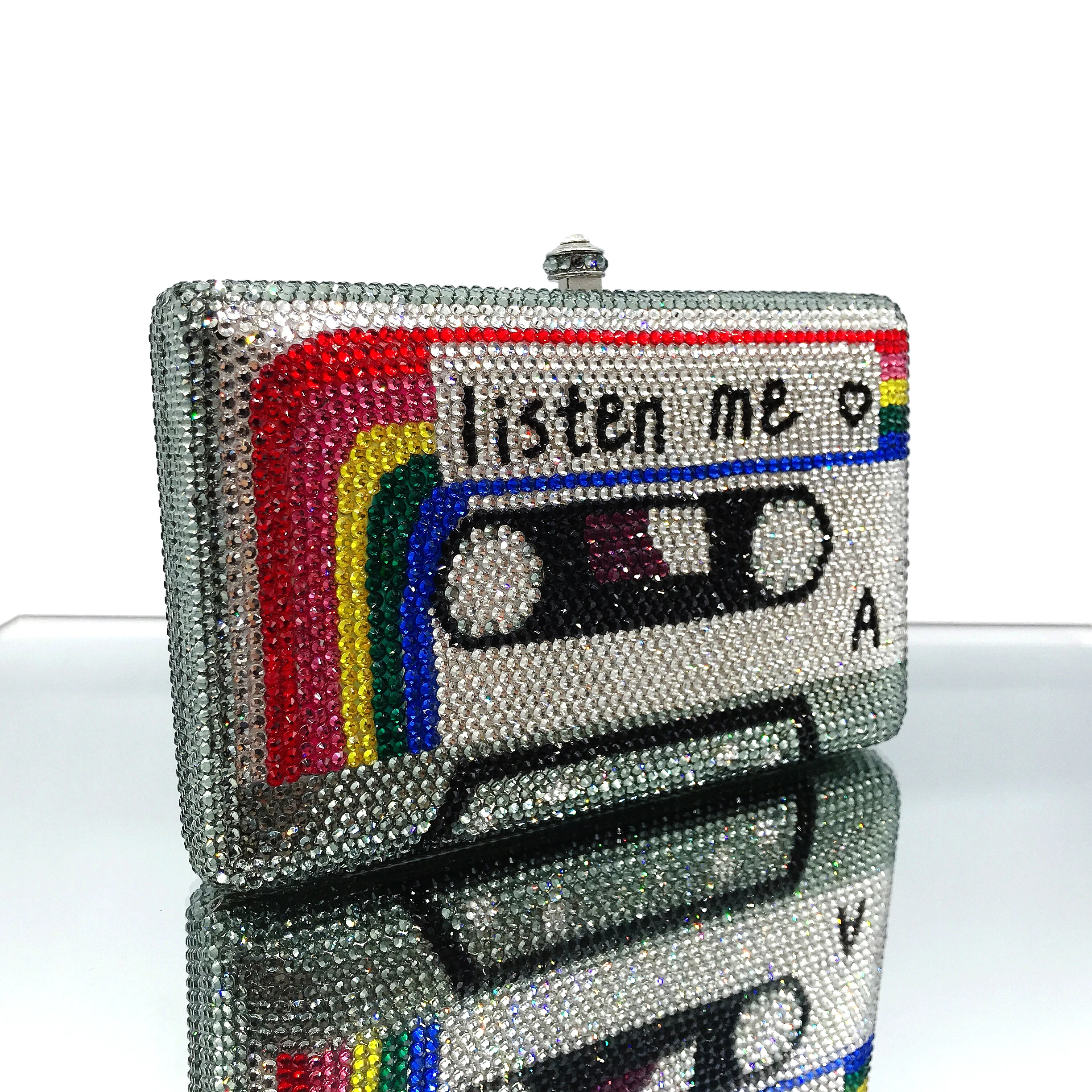 

Custom Personalised Rhinestone Fancy Monogram Evening Tape Clutch Bag for Women