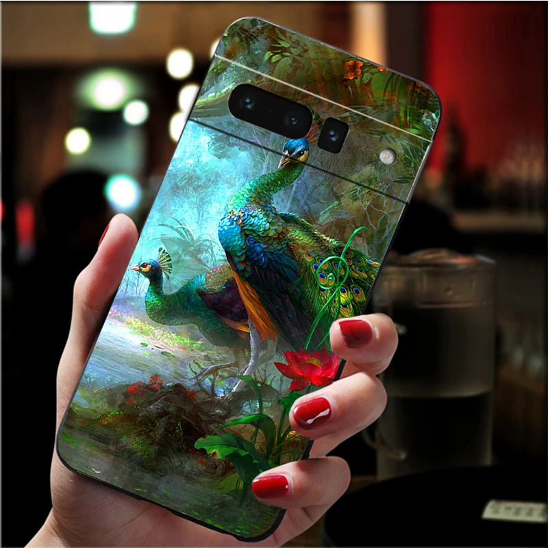 حافظة لهاتف جوجل بيكسل 10 9 Pro XL 9A 8 7 6 Pro Pixel 8A 7A 6A Pixel 8 7 6 5 حافظة ريش الطاووس Funda #6