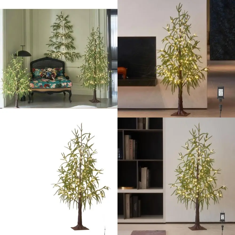 

4-футовое искусственное сосновое дерево для внутреннего и наружного использования с 180 светодиодными гирляндами для праздничных украшений