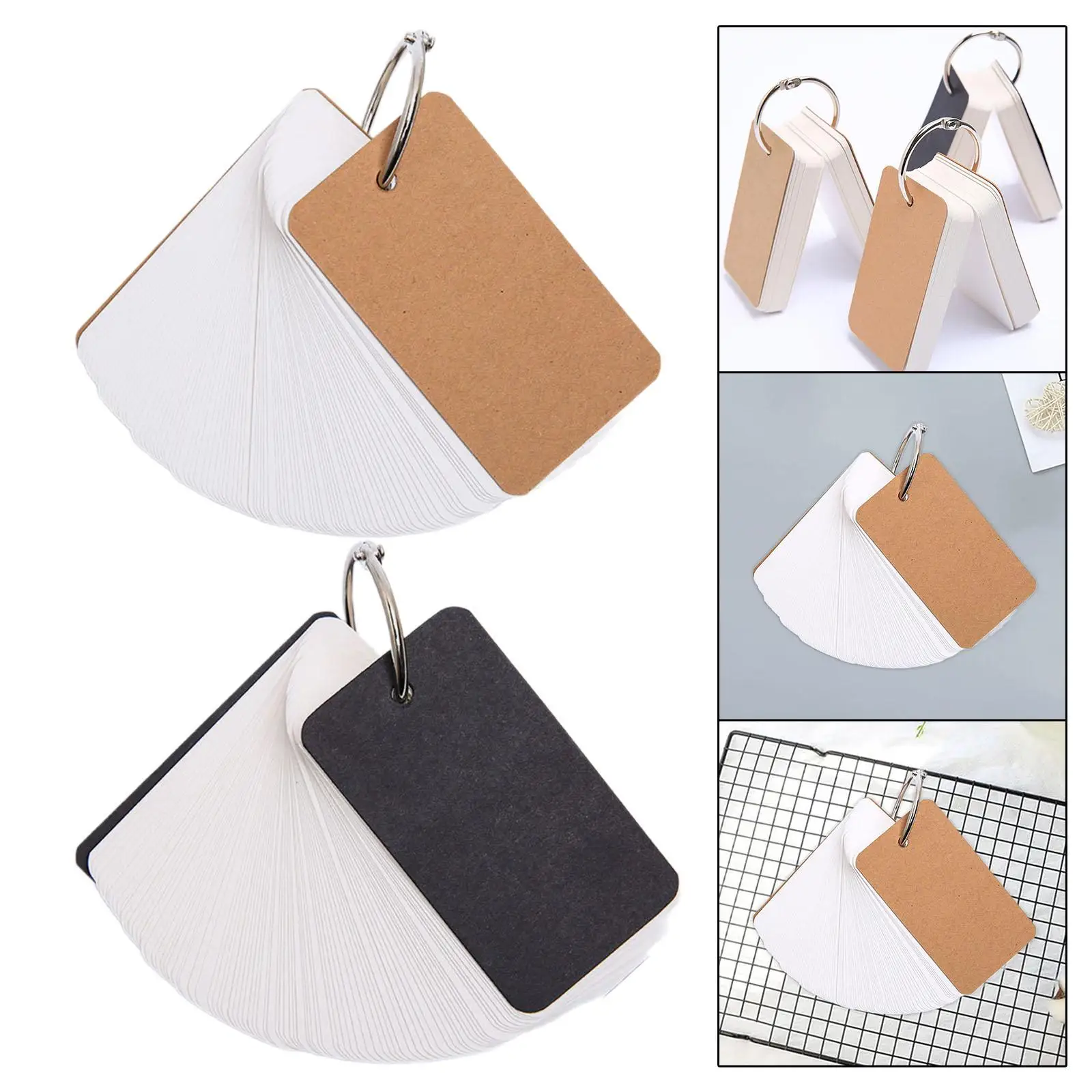 4x Index Cards with Ring,Study Cards,400 Sheets, Word Vocabulary Cards Removable Message Note Cards Note Cards for Studying