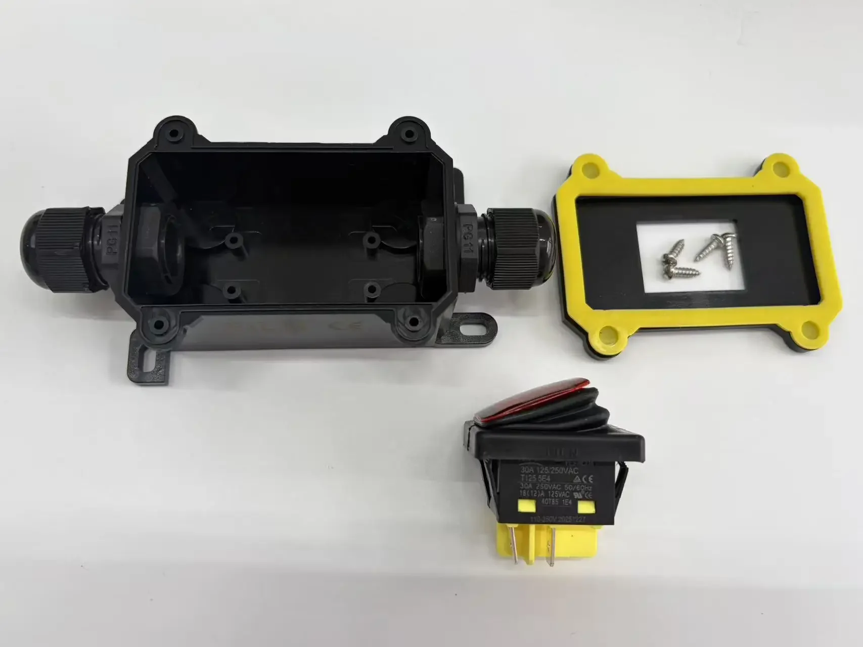 30A Rocker Switch High Current Connector Outdoor Integrated Power Cord PG11 110V-220V Junction Box Switch