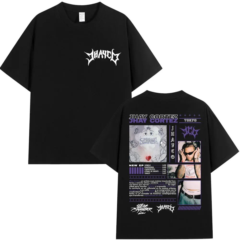 Rapper jhay cortez timelezz álbum de música t camisa masculina hip hop moda popular t camisas algodão oversized casual vintage camisetas