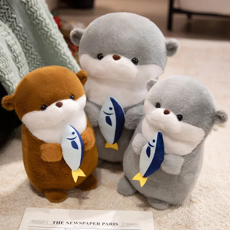 1pc 30/40cm New Lovely Otter Hug Fish Plush Toys Stuffed Wild Animal Dolls Soft Sloth Pillow Christmas Room Decor Gift for Kids
