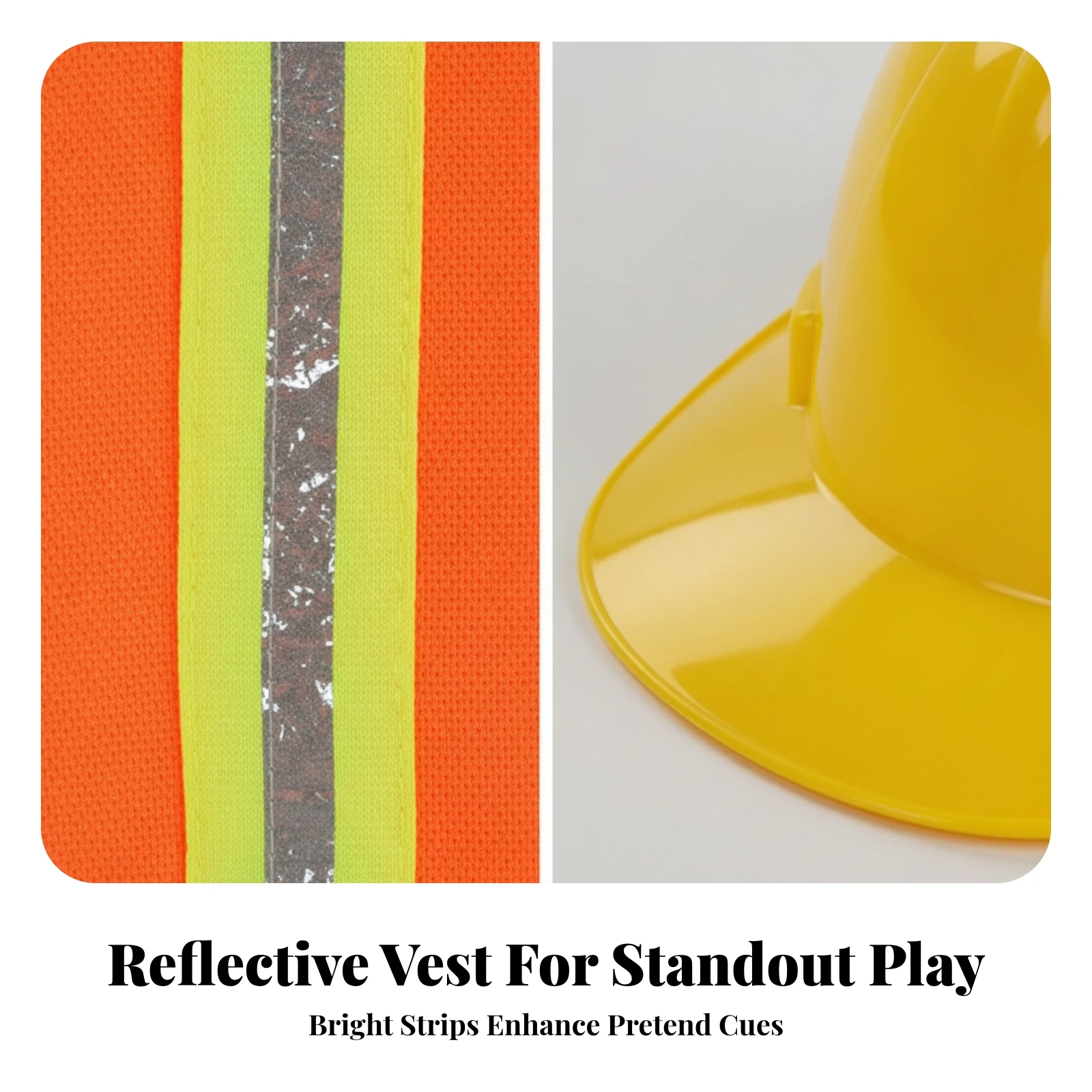 Construction Worker Role Play Costume High-Visibility Construction Costume with Tools Engineer Dress-up Set Reflective