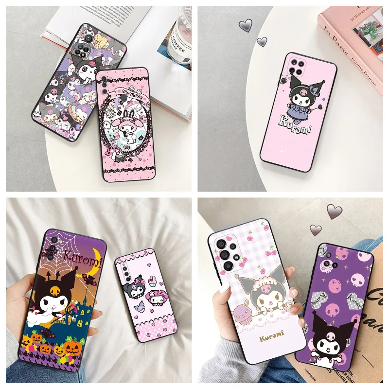 Phone Case For Samsung A24 A33 A34 A41 A51 A52 A53 A54 A71 A72 A73 A04 A03 A02 HEROCROSS Cute K-Kuromi Camera Protective Cover