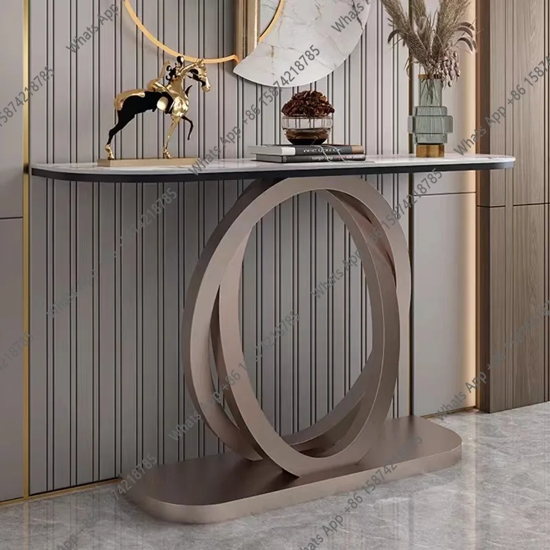 Modern simple light luxury porch rock slab porch table Modern simple porch cabinet entry door corridor decoration