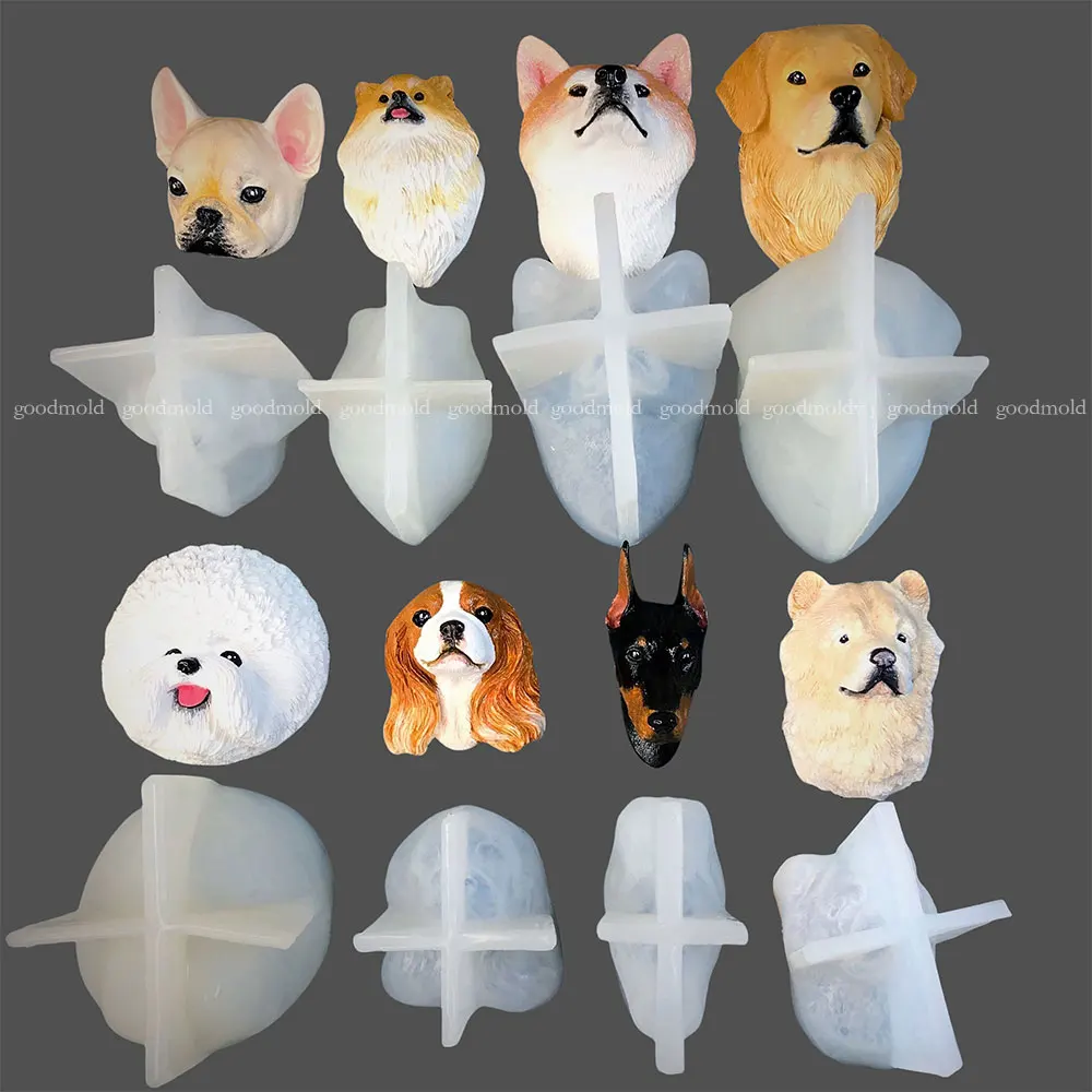 Pet Dog Head Plaster Mold Shiba Bulldog Doberman Pinscher King Charles Dog West Highland Terrier Labrador Samoyed Animal Mold