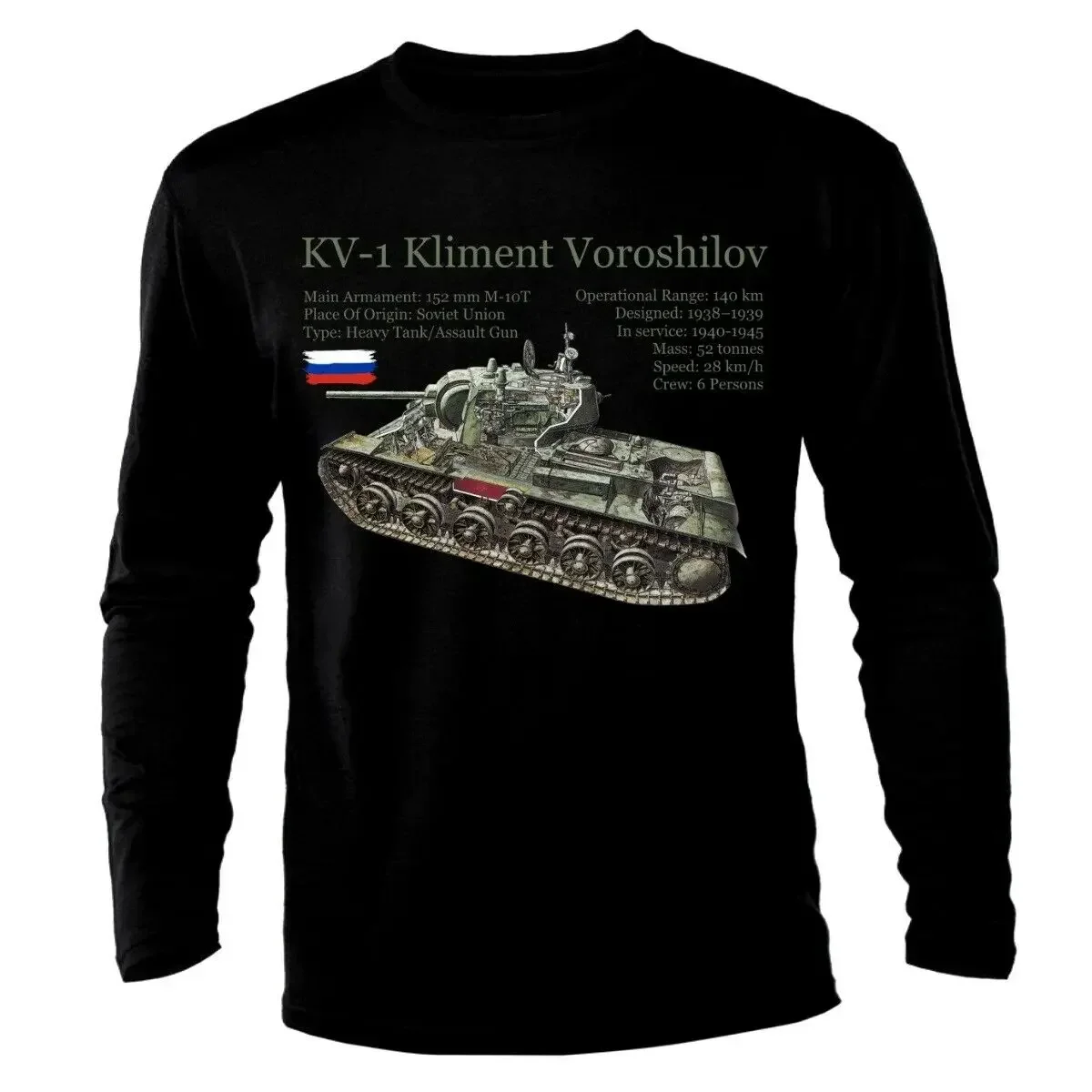 

KV 1 Tank Panzer Armure WW2 Army War USSR Russia Long Sleeve Men T-Shirt