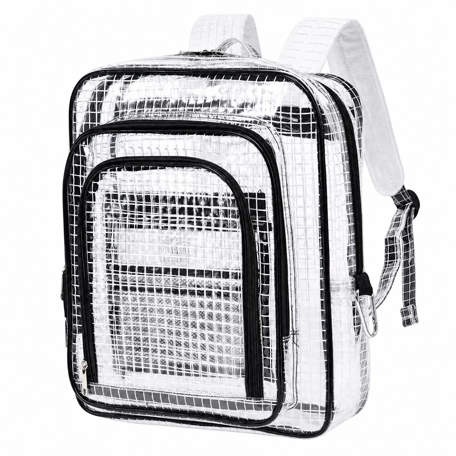 Multi Layer Transparent Backpack Tool Bag Organizer with Zipper Pockets for Electrician Commuting