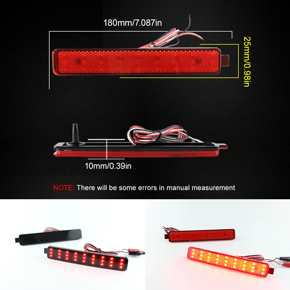 2×for Cadillac CTS CTS-V/Chevrolet Equinox Trailblazer SS/Buick Enclave/GMC Acadia Rear Bumper Brake Lamps LED Tail Fog Lights