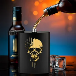 Punk Skull Decor Portable 8 oz Wine Pot Pocket Bottle Travel Outdoor Camping Hip Flask Gift Men