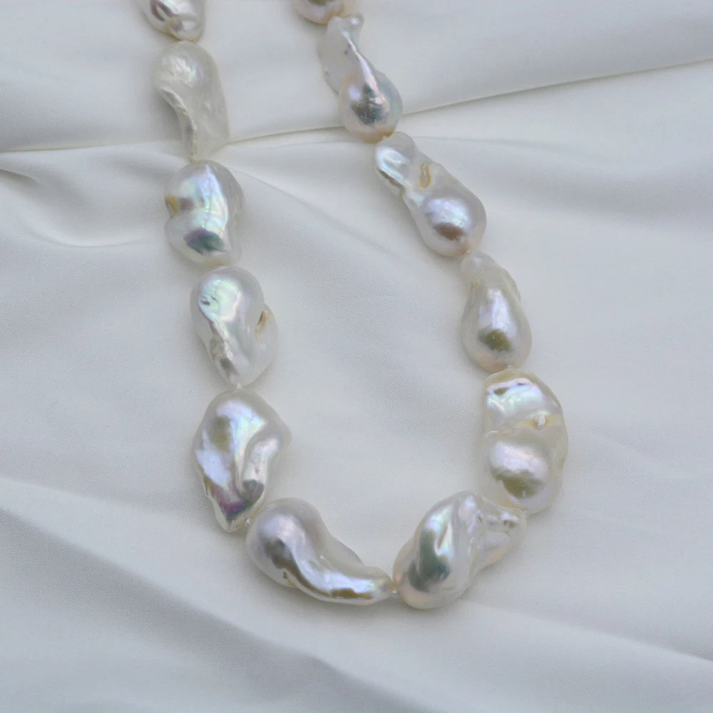 Oversized Baroque Pearl Necklace Diameter 17-20mm Natural White Pearl Necklace Flame Ball Baroque Exaggerated Ladies Necklace