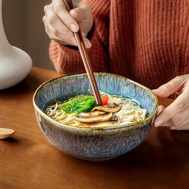 Yunmeng kiln becomes 6.5-inch special-shaped noodle bowl ceramic fruit bowl high-end restaurant specialty tableware blow