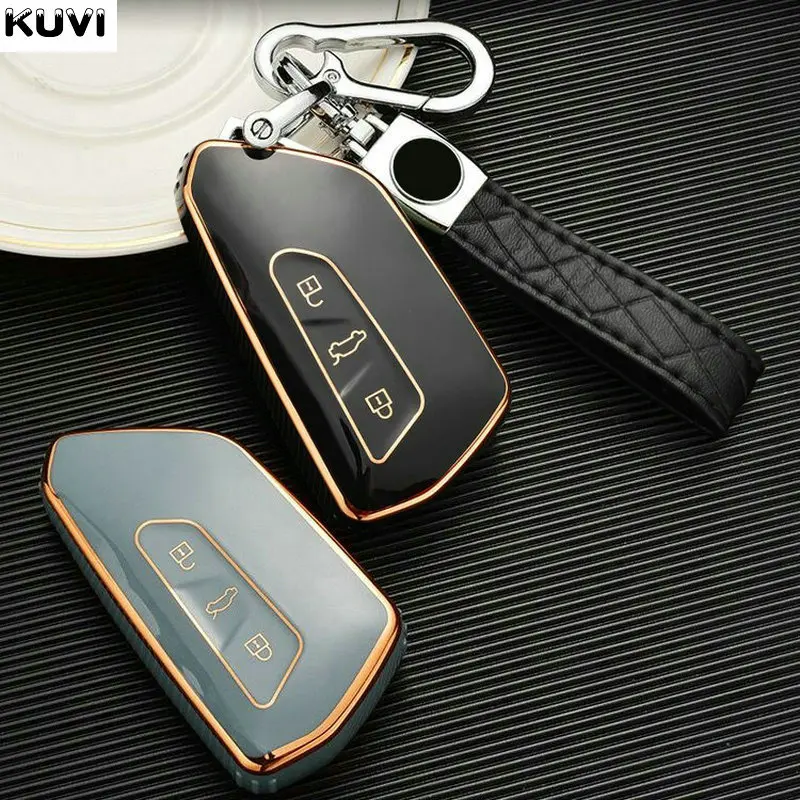 

Fashion TPU Car Key Case Cover Shell For VW Volkswagen Golf 8 2020 Skoda Octavia A8 2021 SEAT Leon MK4 Holder Accessories