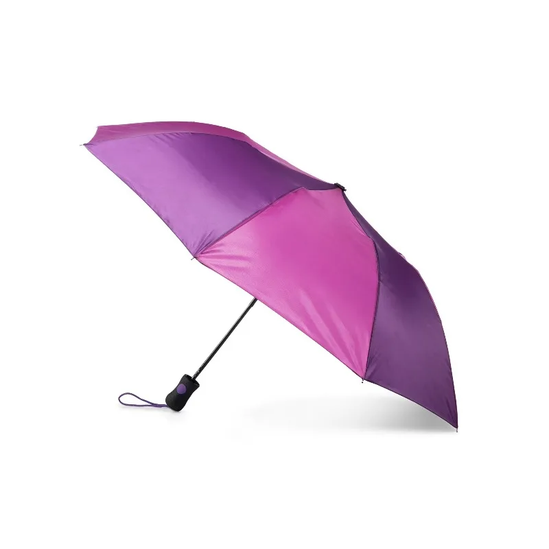 Recycled Canopy Auto Open Rain Umbrella Purple Multi