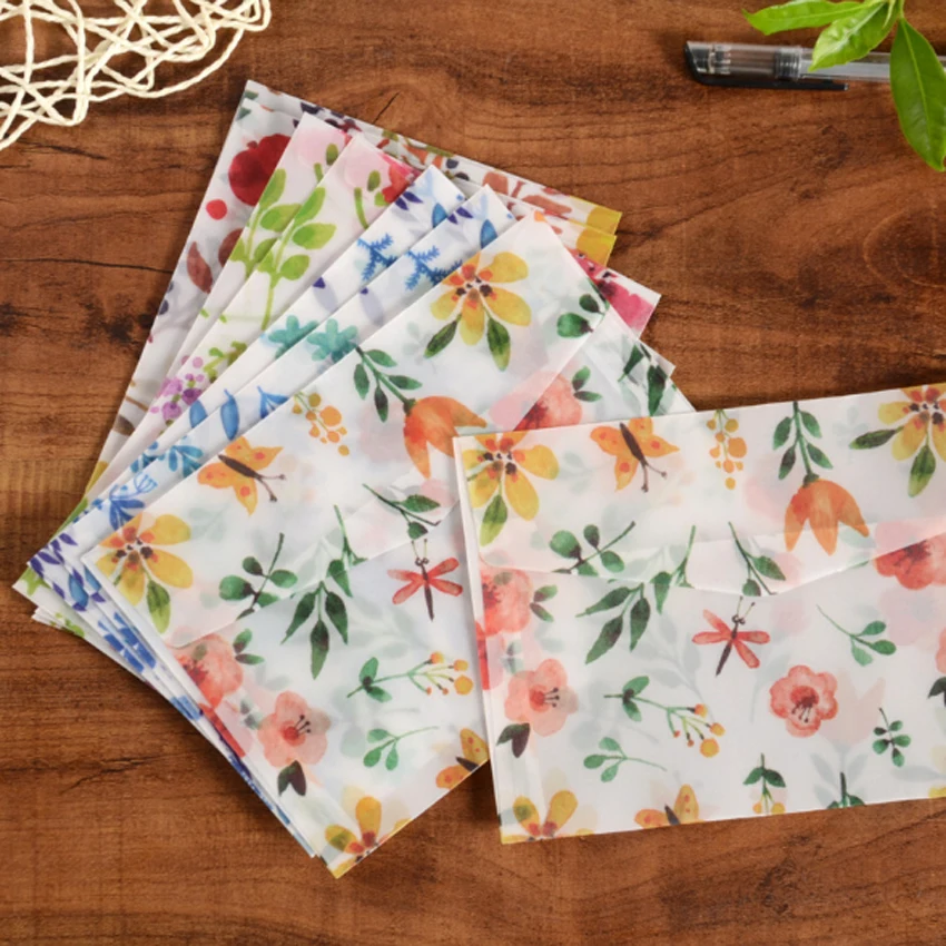 10pcs 125x175mm Retro transparent romantic floral design series of envelopes Decorative stationery gift