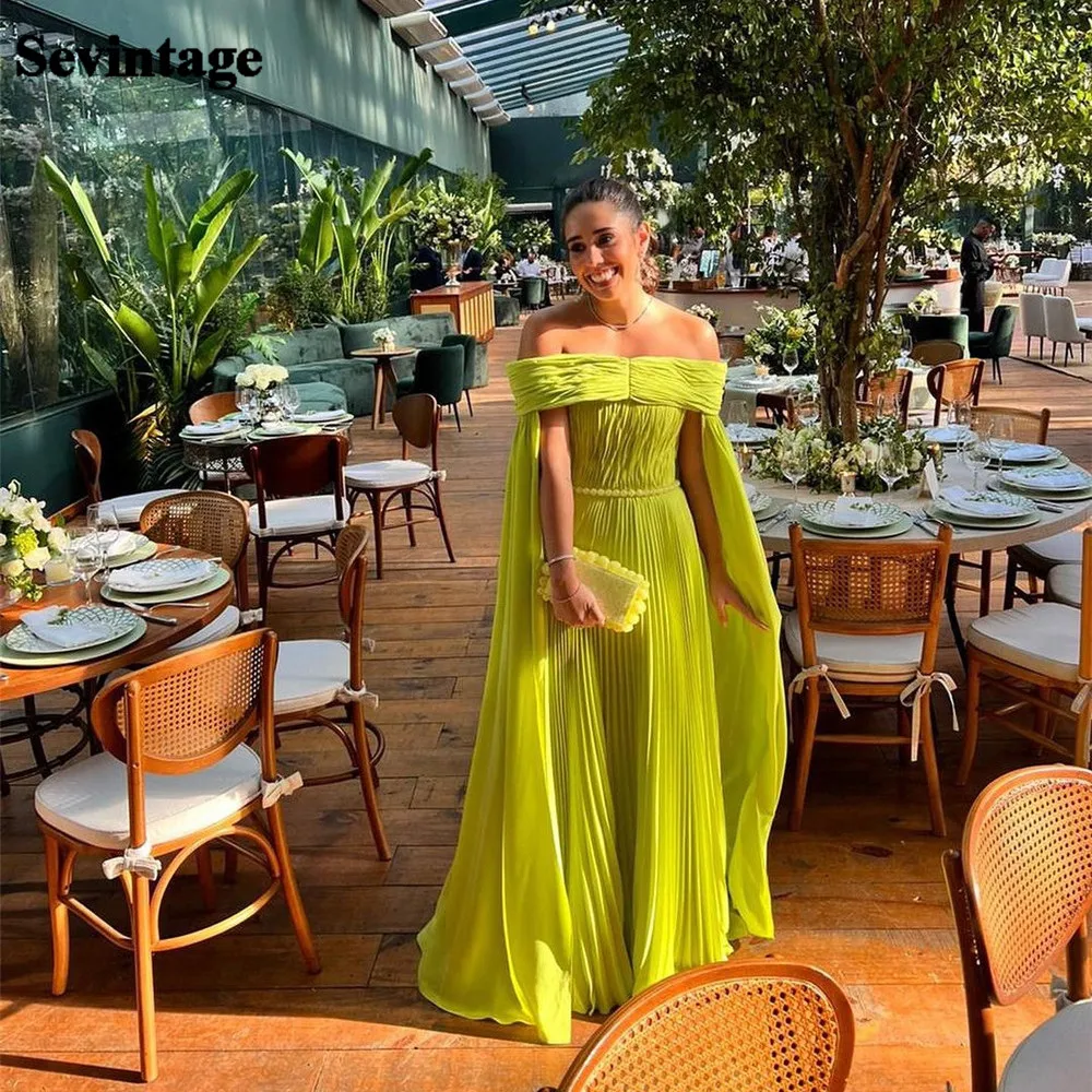 Customized Vintage Turquoises Prom Dresses Boat Neck Long Cape Sleeves Ruched A-Line Floor Length Party Gowns vestidos de noche