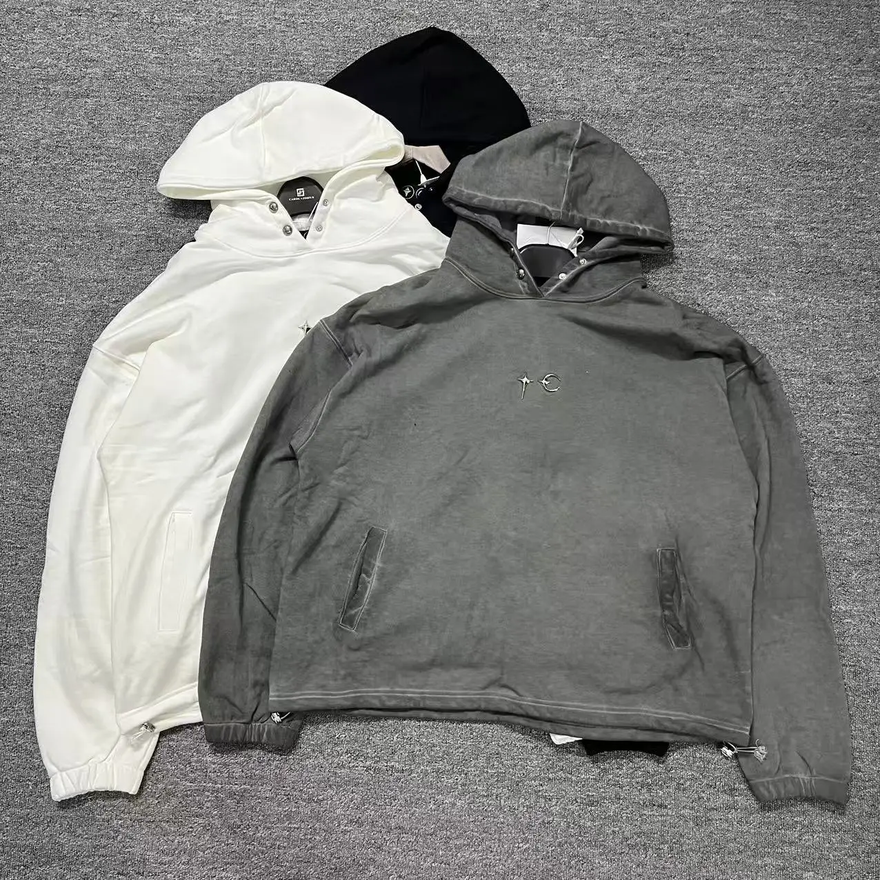 

Thug Club TC Basic Men's Hoodie Pure Color Waed Vintage Metal Decorated Sweatirt Casual Sle Long Sve round Ne