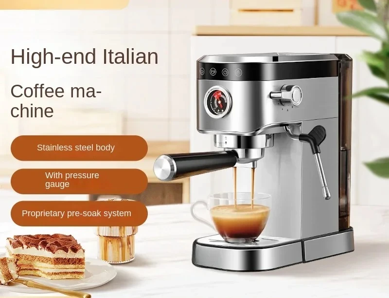 Coffee machine Italian household small stainless steel milk foam high pressure concentrated steam coffee maker