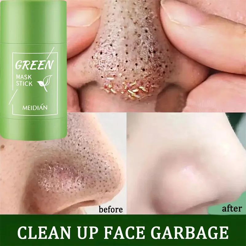 Face Clean Mask Green Tea Cleansing Stick Mask Shrink Pores Deep Blackhead Remover Facial Cleansing for Moisturizing Mask