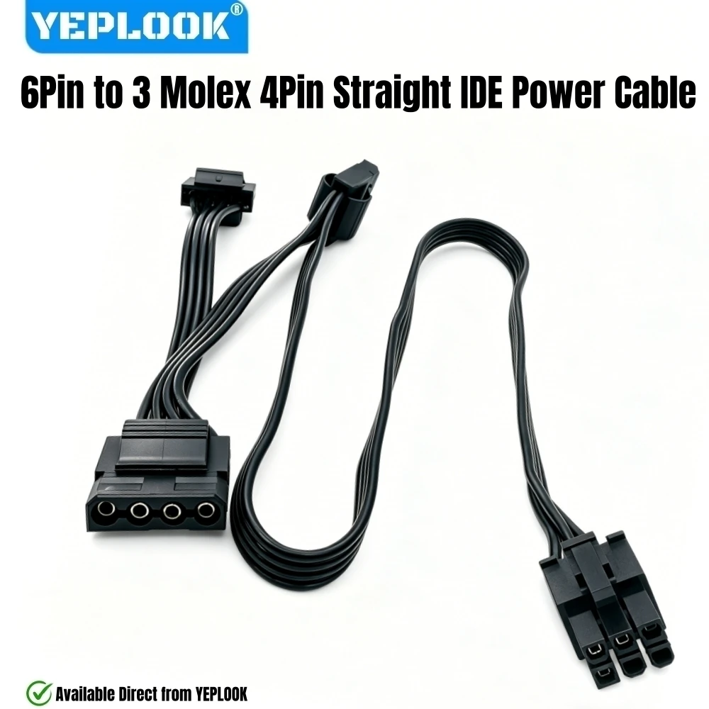 

6-Pin to 3x Molex 4Pin Straight, PATA IDE Power Cable for Corsair HX1500i, HX1200i, HX1000i, HX850i, HX750i HX-i Modular Powers
