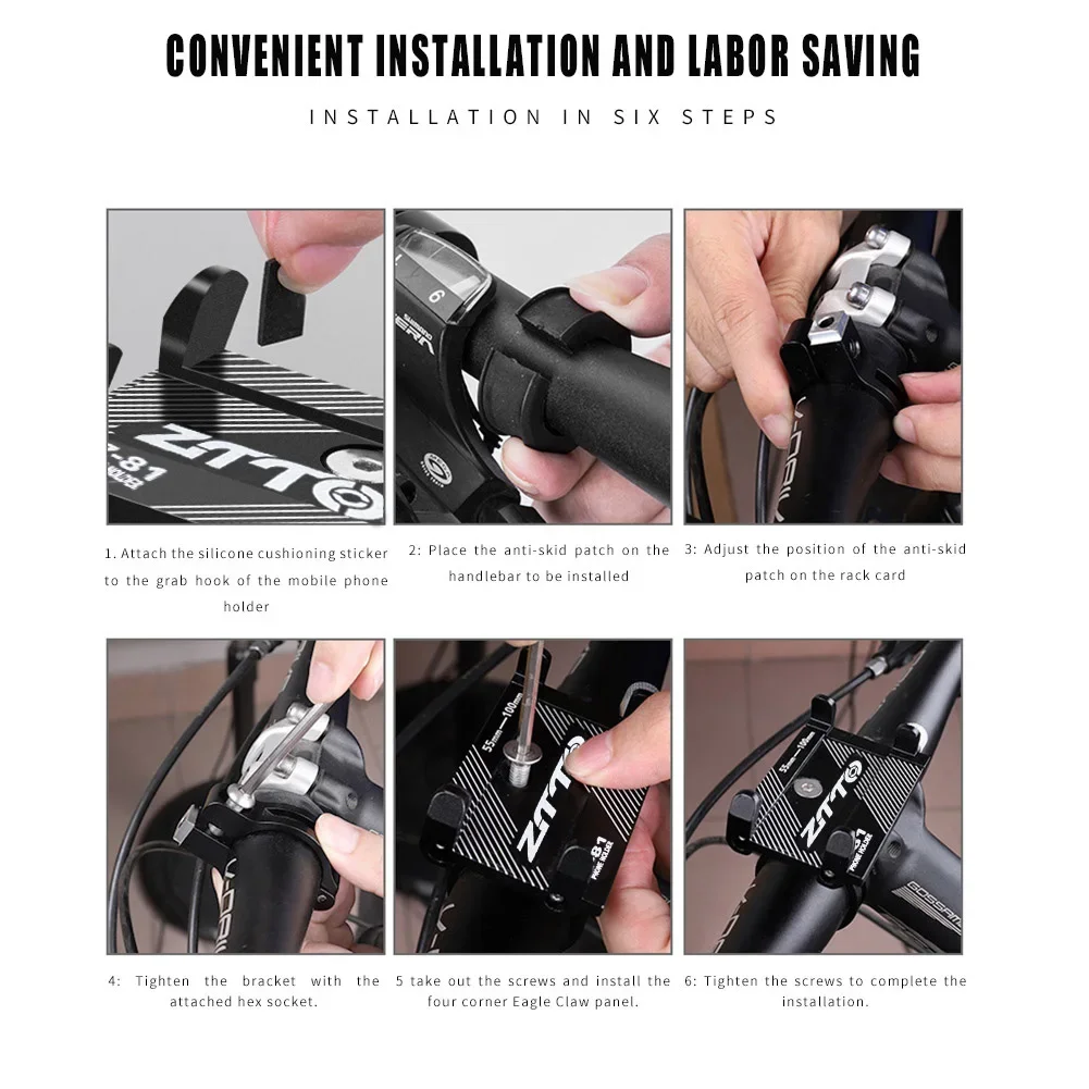 Bicycle Phone Holder Aluminum Alloy Anti-slip GPS Bracket Universal Motorcycle Scooter Mountain Bike Phone Mount Cellphone Stand