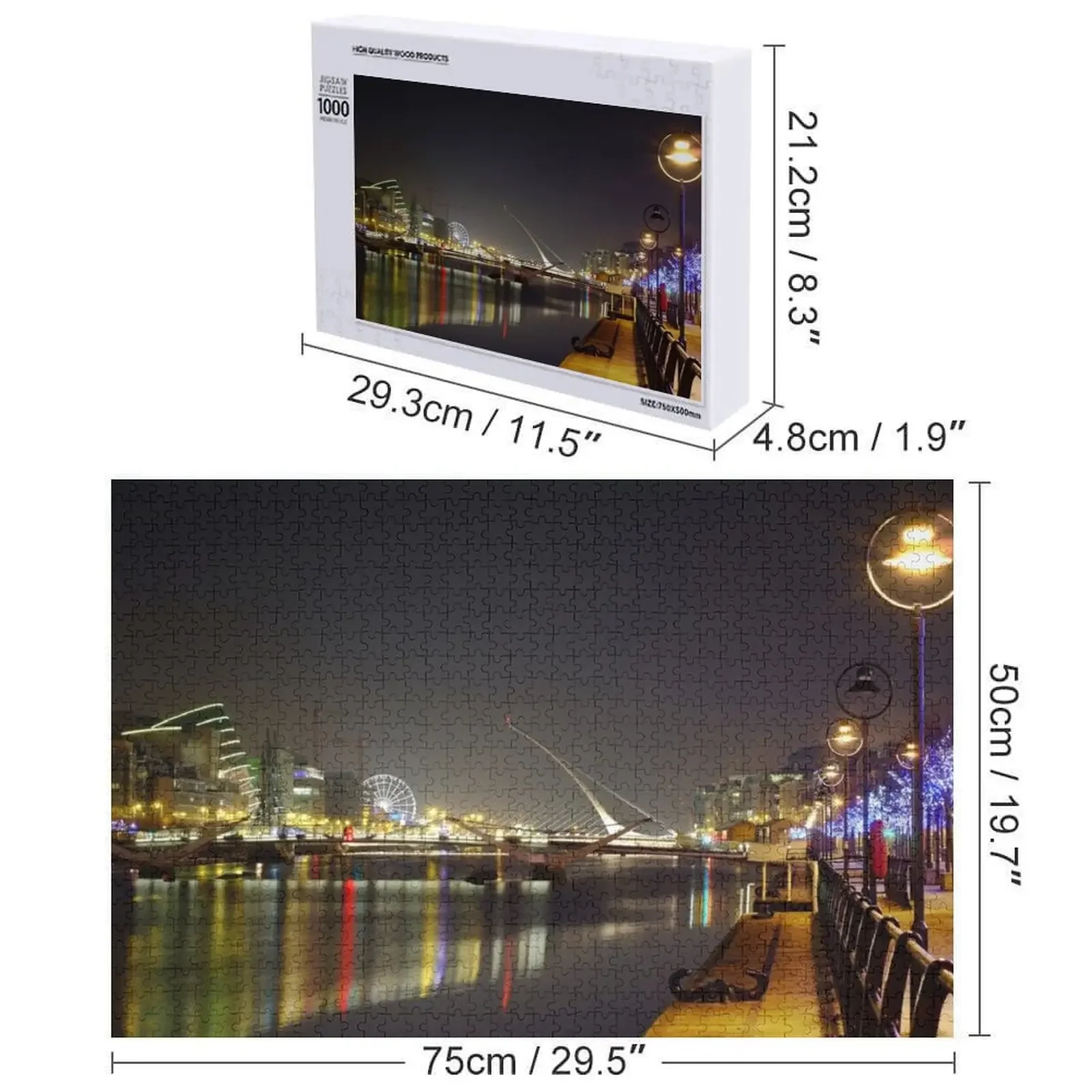 Dublin Night Jigsaw Puzzle Woodens para adultos Presente personalizado Presentes personalizados para crianças Quebra-cabeça