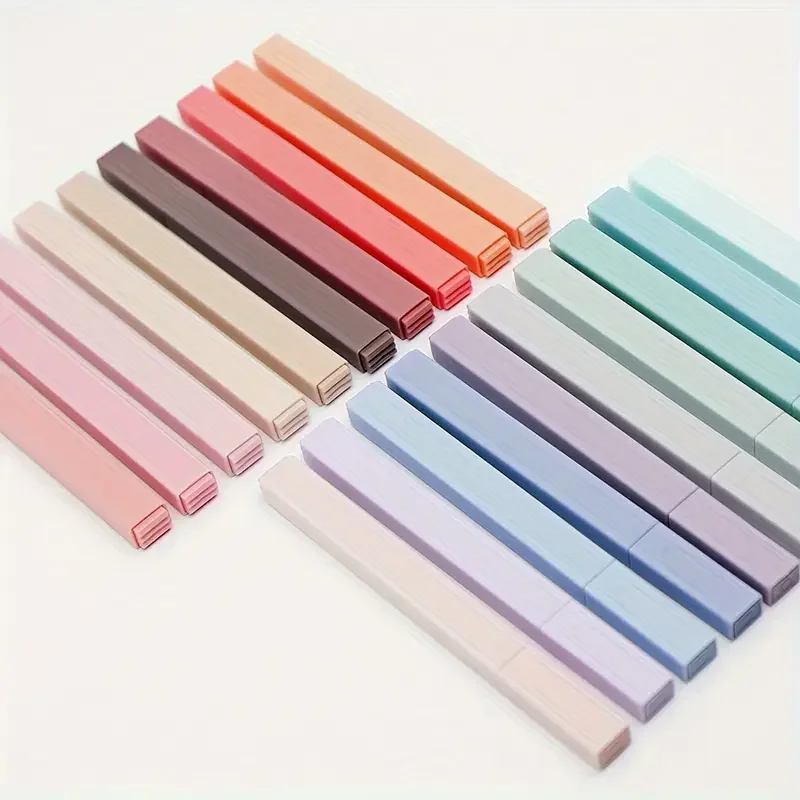Pastel Morandi Square Highlighter Markers, Aesthetic Chisel Tip Highlighter Marker Pens No Bleed & No Smear for Highlighting