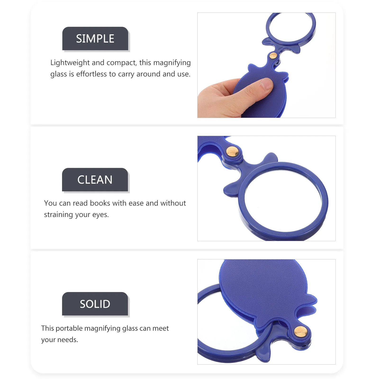 

Magnifying Glass 64MM Thick Lens Blue Color Portable Pocket Size Mini Magnifier for Reading Books Ceramics Identification Travel