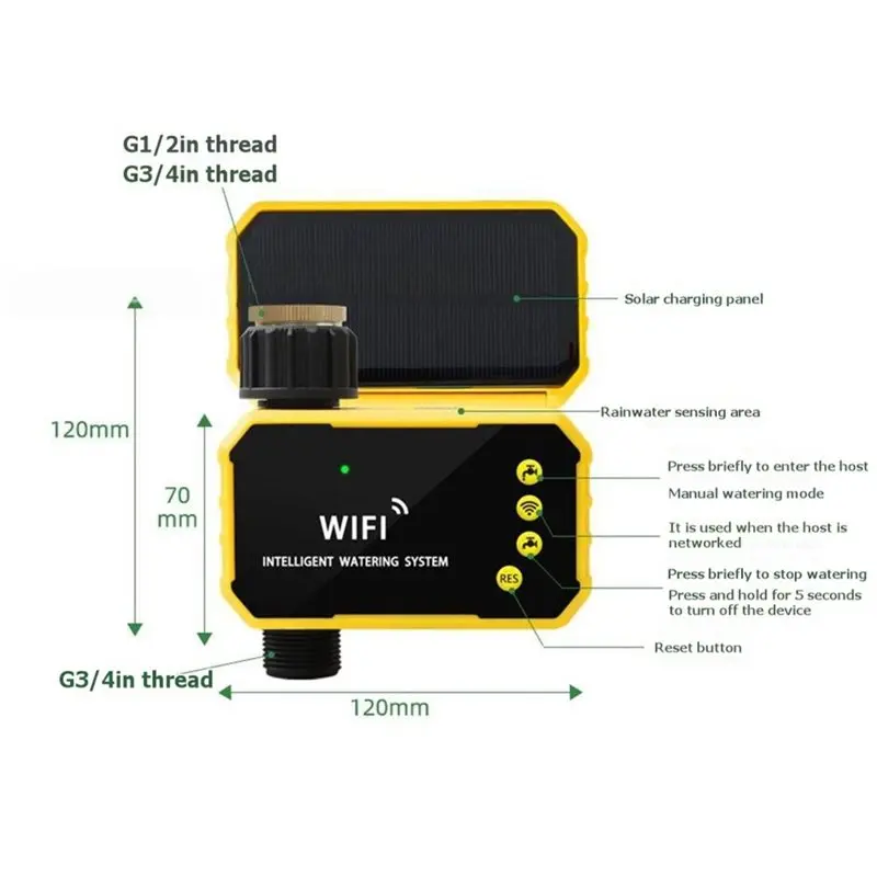 AT29-Auto Watering Timer Wifi Intelligent Irrigation Watering System 1/2 Zone Solar Powered Garden Lawn Controller Water Saving