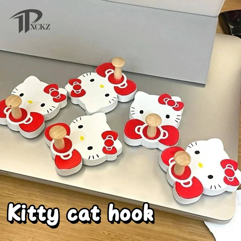 

Симпатичный крючок Hello Kitty, мультяшный милый крючок Sanrio для спальни, ванной, кухни, подвесное полотенце для одежды, аниме клейкий крючок для украшения комнаты