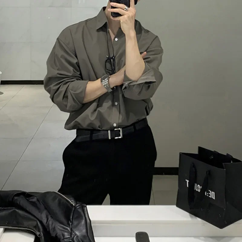 Men's Shirt Men's Long Sleeve Premium Grey Light Mature Style Suit Inner Shirt