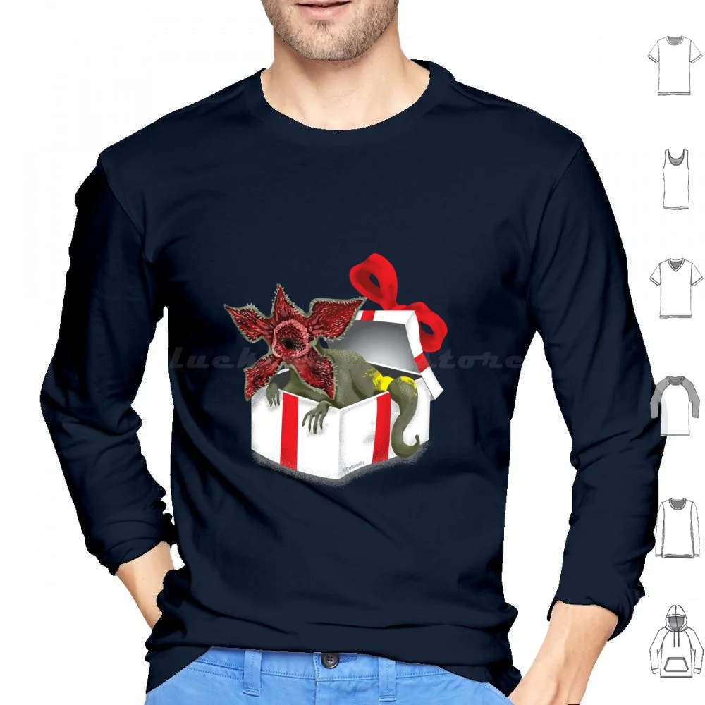 Fantasia demogorgon cão-demodog-caixa de presente hoodies manga longa petcisley demodog demonstração cão demogorgon dardo cão filhote de cachorro vermelho