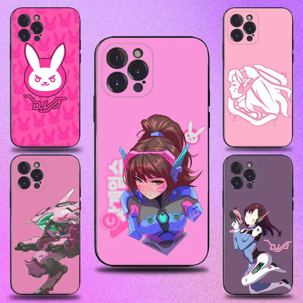 

O-OVERWATCH D-D.VA Game Phone Case For iPhone 16,15,14,13,12,11 Plus,Pro Max,XS,X,XR,SE,Mini,8,7,Soft Silicone Black Cover