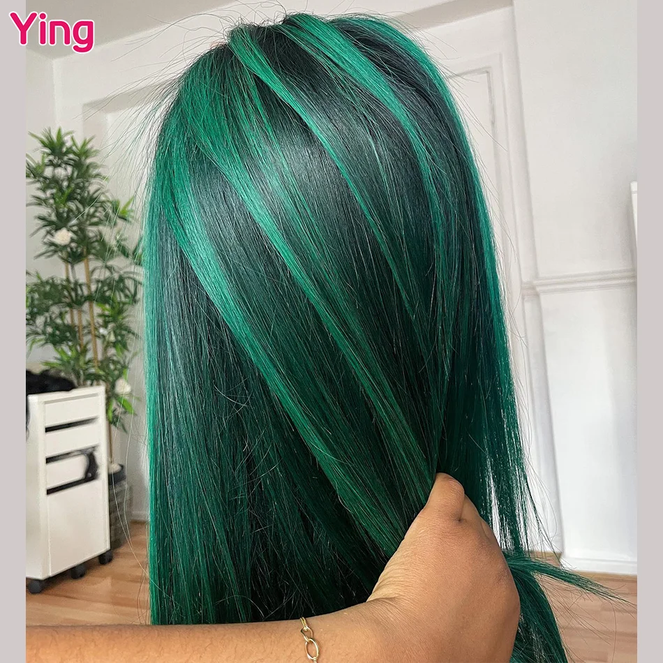 Emerald Green Colored 200% Bone Straight 13x6 Transparent Lace Front Wig PrePlucked With Baby Hair Ying 13x4 Lace Front Wig