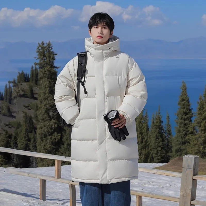 Outcoat Mid-length Down Cotton-padded Jacket for Men New Winter Hooded Cotton-padded Jacket Thickened Warm Outdoor Workwear