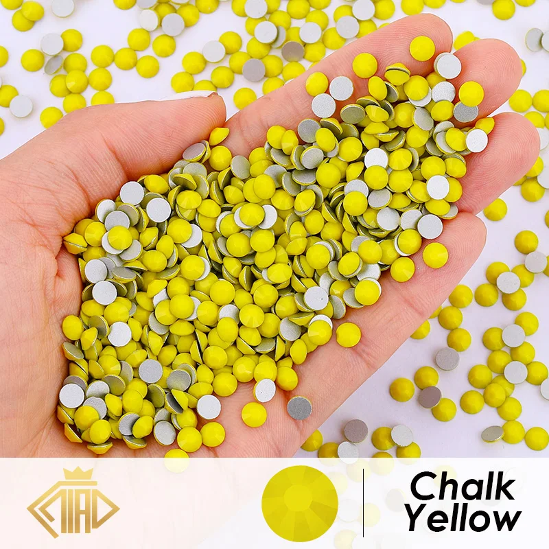 QIAO SS6-SS30 Chalk Yellow Color Glass Strass Crystal Rhinestones Glitters Diamond Gem 3D Flatback Non Hotfix Rhinestone